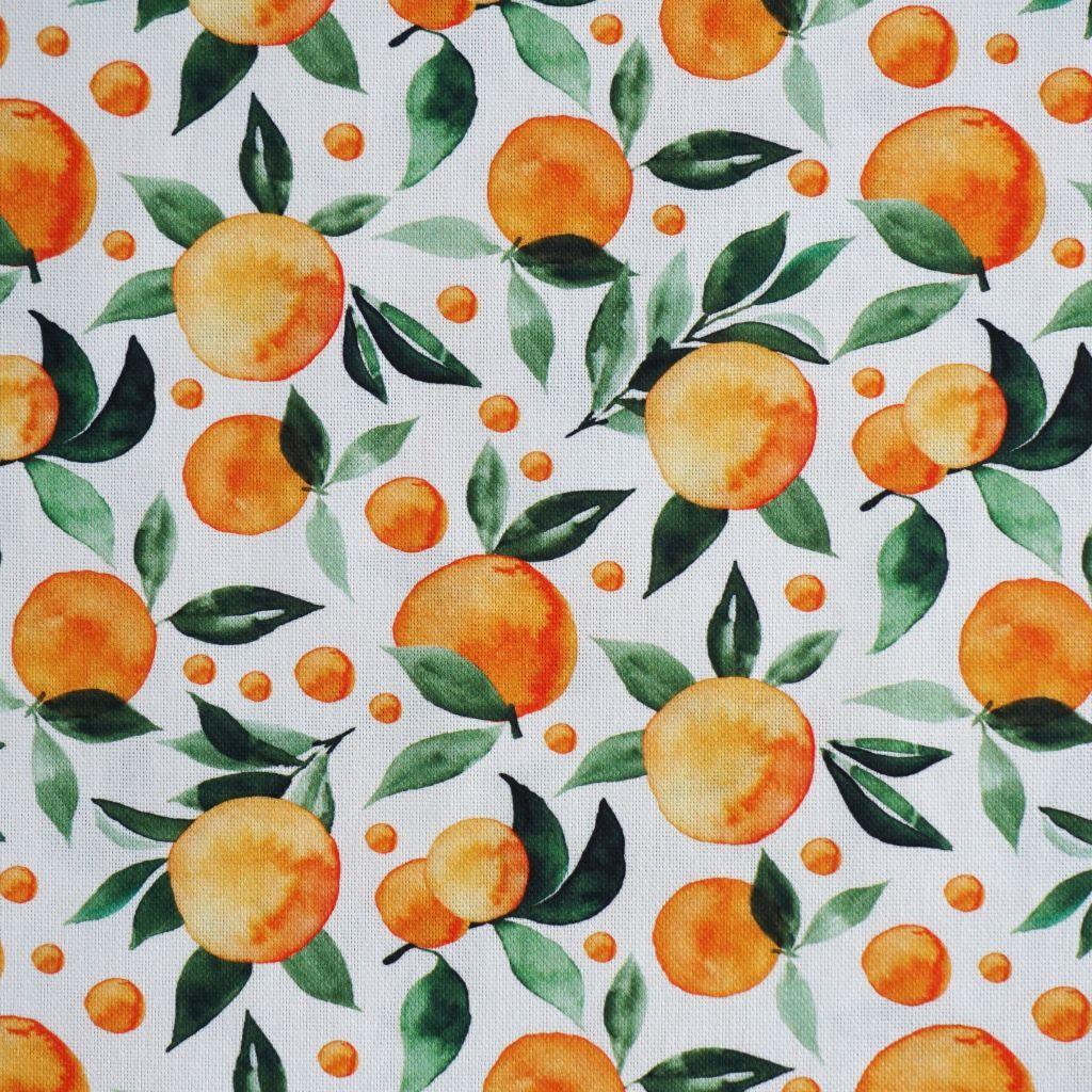 Dekostoff Panama Orangen orange weiß
